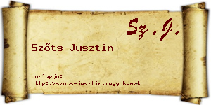 Szőts Jusztin névjegykártya