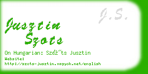 jusztin szots business card